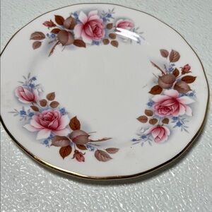 Floral Decorative Plate with Gold Trim